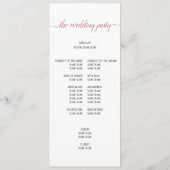 Programme Cérémonie de mariage moderne en écriture or rose (Dos)