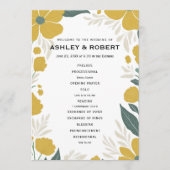 Programme Cérémonie de Mariage moderne florale jaune (Devant)