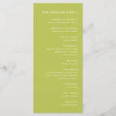 Programme Cérémonie de mariage moderne vert citron vif (Dos)
