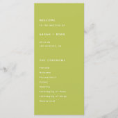 Programme Cérémonie de mariage moderne vert citron vif (Devant)