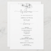 Programme Cérémonie de Mariage noir blanc de Magnolia Art mo (Devant / Derrière)