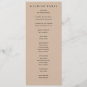 Programme Cérémonie de mariage noir élégant (Dos)