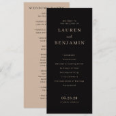 Programme Cérémonie de mariage noir élégant (Devant / Derrière)