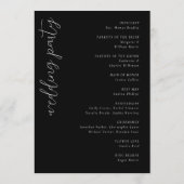 Programme Cérémonie de mariage noir élégant (Dos)