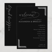 Programme Cérémonie de mariage noir élégant (Devant / Derrière)