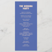 Programme Cérémonie de mariage rétro moderne bleu et beige (Dos)