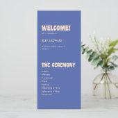 Programme Cérémonie de mariage rétro moderne bleu et beige (Debout devant)