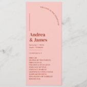 Programme Cérémonie de mariage rétro rouge et rose (Devant)