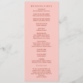 Programme Cérémonie de mariage rétro rouge et rose (Dos)