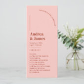 Programme Cérémonie de mariage rétro rouge et rose (Debout devant)