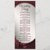 Programme Cérémonie de mariage Rouge Rose Roses Fleurs Cadre (Dos)