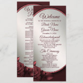 Programme Cérémonie de mariage Rouge Rose Roses Fleurs Cadre (Devant / Derrière)