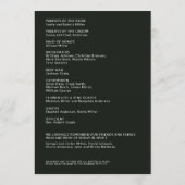 Programme Cérémonie de Mariage simple Black Split Marge (Dos)