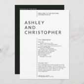 Programme Cérémonie de Mariage simple Black Split Marge (Devant / Derrière)