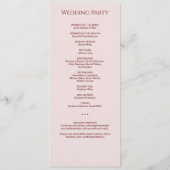 Programme Cérémonie de Mariage simple de Crimson et de Rose  (Dos)