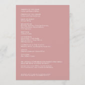 Programme Cérémonie de Mariage simple Dusty Rose isolé Noms (Dos)