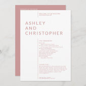 Programme Cérémonie de Mariage simple Dusty Rose isolé Noms (Devant / Derrière)