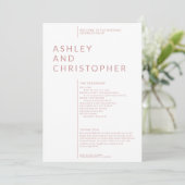 Programme Cérémonie de Mariage simple Dusty Rose isolé Noms (Debout devant)