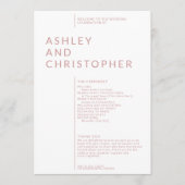 Programme Cérémonie de Mariage simple Dusty Rose isolé Noms (Devant)