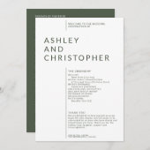 Programme Cérémonie de Mariage simple Moss Green Isolés Name (Devant / Derrière)