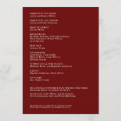 Programme Cérémonie de Mariage simple Ruby Red Isolated Name (Dos)