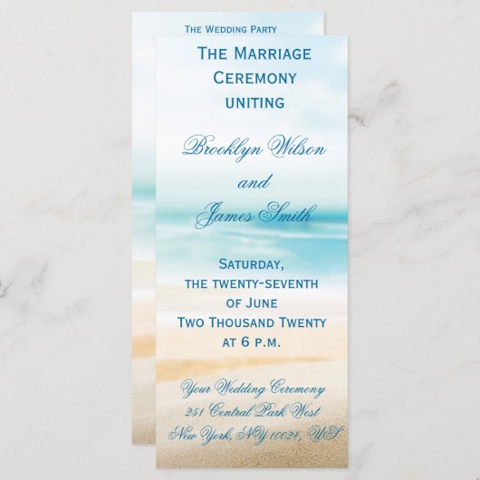 Programme Cérémonie de mariage sur la plage (Devant / Derrière)