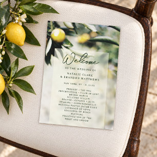 Programme Cérémonie de mariage toscan romantique aux citrons