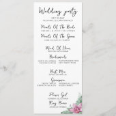 Programme Cérémonie de mariage tropical fleuri (Dos)