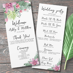 Programme Cérémonie de mariage tropical fleuri