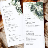 Programme Cérémonie de mariage tropicale Monstera Vert Sauge