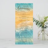 Programme Cérémonie de Mariage Turquoise Coastal Chic Golden (Debout devant)