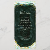 Programme Cérémonie de Mariage turquoise Green & Gold Agate  (Devant)