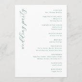 Programme Cérémonie de mariage vert élégant (Dos)