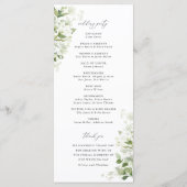 Programme Cérémonie de mariage vert sauge organique (Dos)