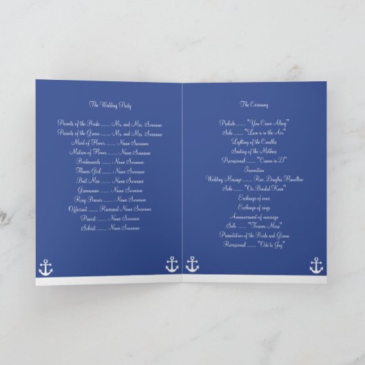 Programme Cérémonie des Mariages bleus nautiques (Intérieur)