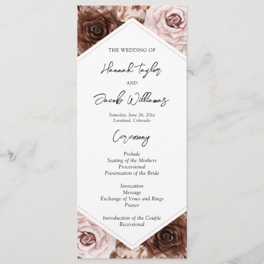 Programme Cérémonie des Mariages de Boho Terracotta (Devant)