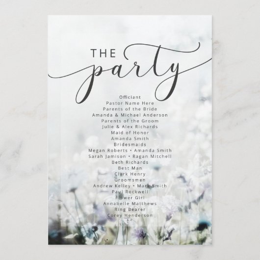 Programme Cérémonie des Mariages Fleur sauvage de la chanson (Dos)