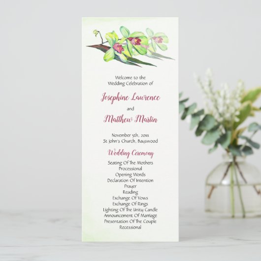 Programme Cérémonie des Mariages tropicaux de Bourgogne vert (Debout devant)