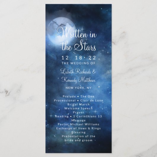 Programme Cérémonie du Mariage céleste de la Pleine lune du  (Devant)