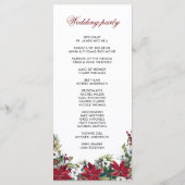 Programme Cérémonie du Mariage d'aquarelle rouge Poinsettia (Dos)