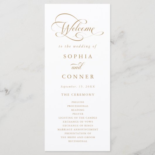 Programme Cérémonie du Mariage de calligraphie romantique d' (Devant)