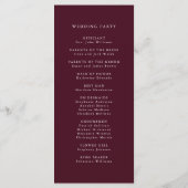 Programme Cérémonie du Mariage de calligraphie romantique de (Dos)