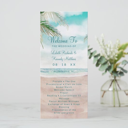 Programme Cérémonie du Mariage de la scène de la plage peint (Debout devant)