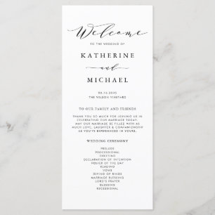 Programme Cérémonie du Mariage de script de peinture minimal