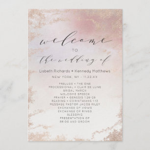 Programme Cérémonie du Mariage Ombre Blush Pink Frosted Foil