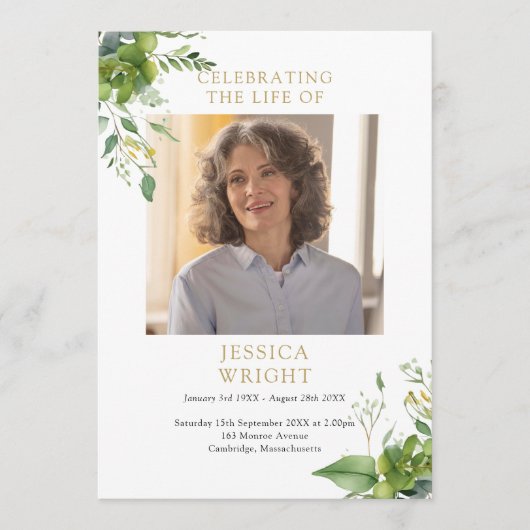 Programme Cérémonie funéraire Commémorative De Verdure Ordre (Devant)