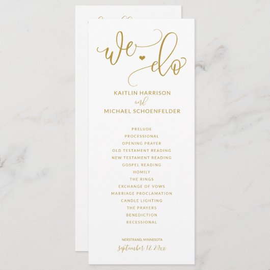 Programme Cérémonie mariage Calligraphie de rebond moderne o (Devant / Derrière)