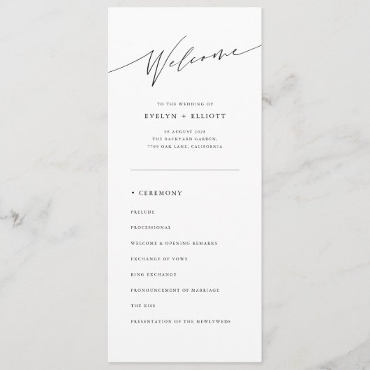 Programme Cérémonie Mariage catholique simple (Devant)