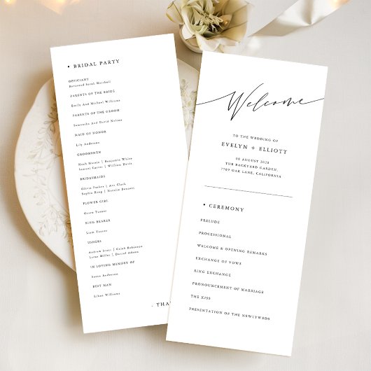 Programme Cérémonie Mariage catholique simple