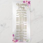Programme Cérémonie mariage Colorée Rose Floral Or (Dos)